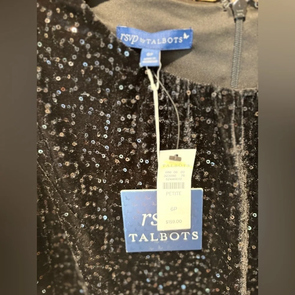 NWT Talbots RSVP VELVET SEQUINED FIT & FLARE DRESS 6P
